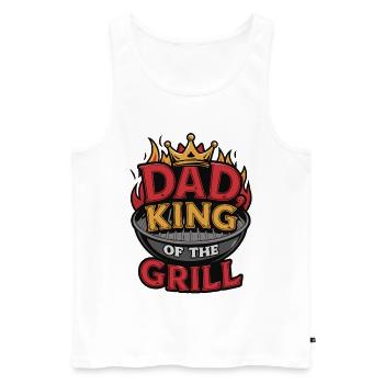 Papa König des Grills BBQ Lustiges Geschenk - Männer Premium Bio Tank Top - Weiß - Vorne - AI Model Male 178 light (178cm)