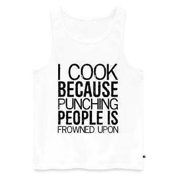 I cook because punching people is frowned upon - Men's Premium Organic Tank Top - white - Front - AI Model Male 178 light (178cm)