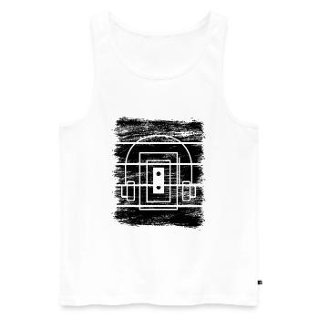 Lecteur de cassettes - Débardeur bio Premium Homme - blanc - Devant - AI Model Male 178 light (178cm)