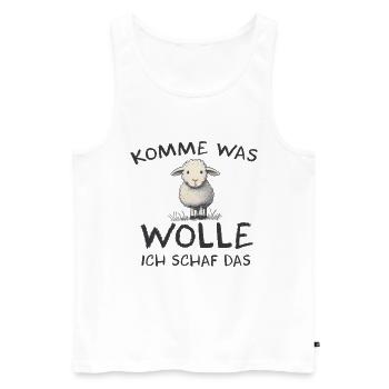 Komme was wolle ich Schaf das Schaf Wolle - Männer Premium Bio Tank Top - Weiß - Vorne - Michal (187cm)