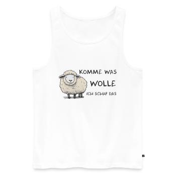 Komme was wolle ich Schaf das Schaf Wolle - Männer Premium Bio Tank Top - Weiß - Vorne - Michal (187cm)
