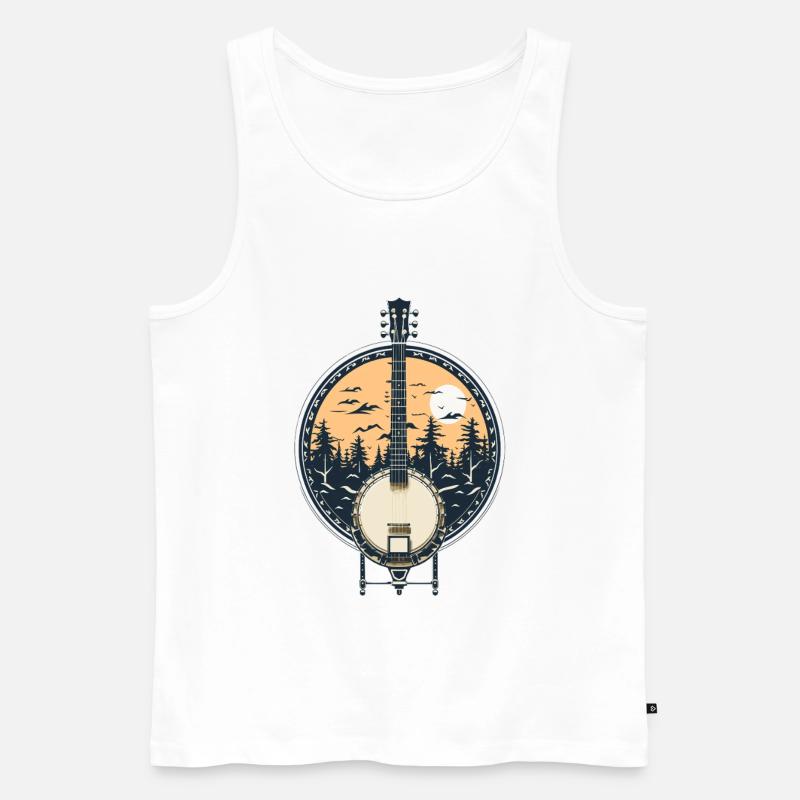 Banjo Grafik - Männer Premium Bio Tank Top - Weiß