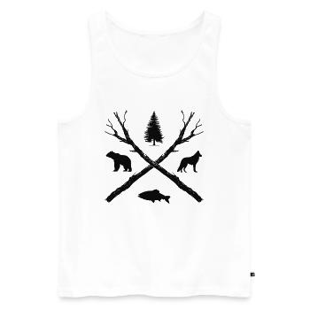 Outdoor Wandern Wald Wildnis Naturfreund Geschenk - Männer Premium Bio Tank Top - Weiß - Vorne - Michal (187cm)
