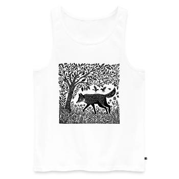 Renard, Woodland, Nature, Nature sauvage, gravure sur bois, cadeau - Débardeur bio Premium Homme - blanc - Devant - Michal (187cm)