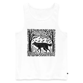 Gravure sur bois loup Woodland Nature nature sauvage cadeau - Débardeur bio Premium Homme - blanc - Devant - Michal (187cm)