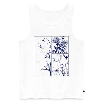 Chrysanthème floral Campanule Cadeau botanique - Débardeur bio Premium Homme - blanc - Devant - Michal (187cm)