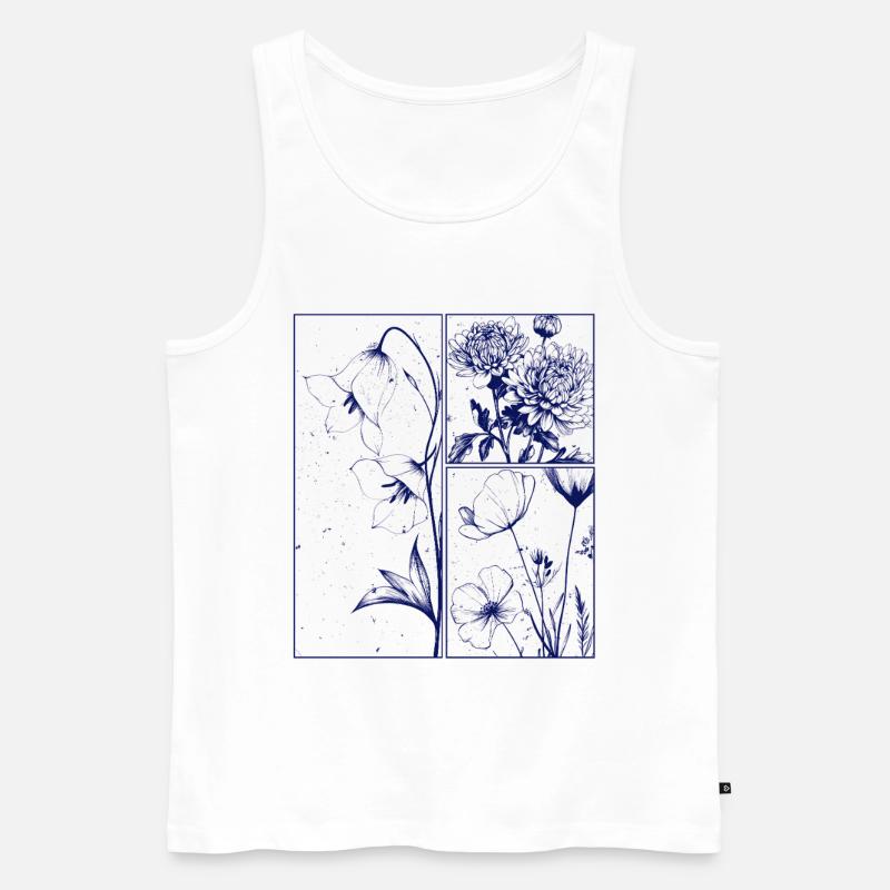Blumen Chrysantheme Campanula Botanik Geschenk - Männer Premium Bio Tank Top - Weiß