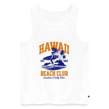 Hawaii Beach Club – Sunshine & Salty Vibes - Männer Premium Bio Tank Top - Weiß - Vorne - Michal (187cm)