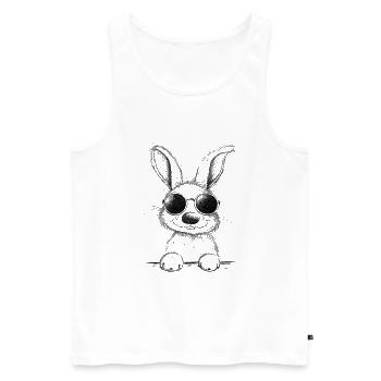 Hase Mit Brille I Cooler Osterhase - Männer Premium Bio Tank Top - Weiß - Vorne - AI Model Male 178 light (178cm)