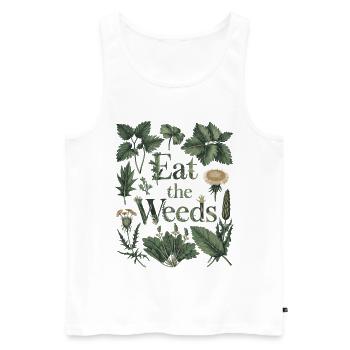 Eat the Weeds - Foraging Herbal Wild Plant Art - Men's Premium Organic Tank Top - white - Front - AI Model Male 178 light (178cm)