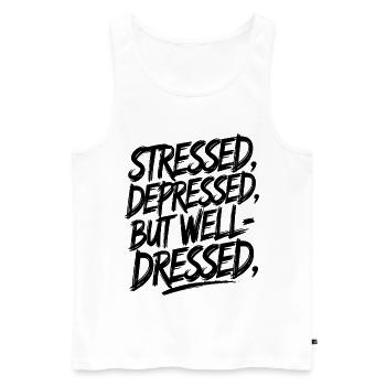 Gestresste, depressive, aber gut gekleidete Ästhetik - Männer Premium Bio Tank Top - Weiß - Vorne - AI Model Male 178 light (178cm)