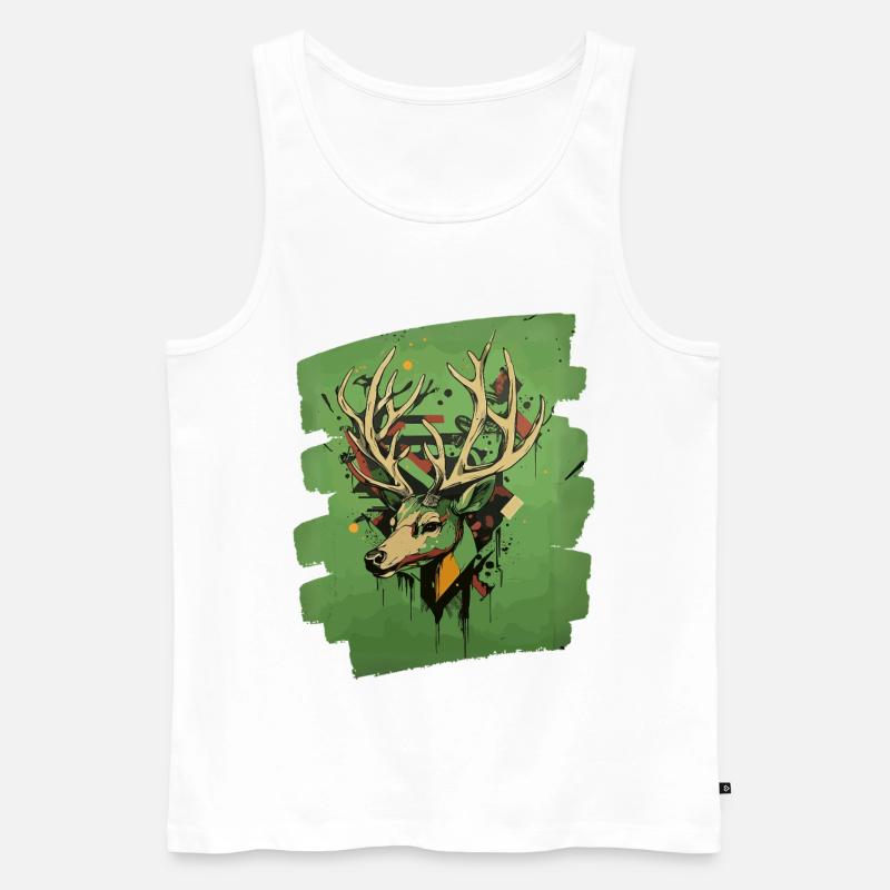 Hirsch mit Geweih - Männer Premium Bio Tank Top - Weiß