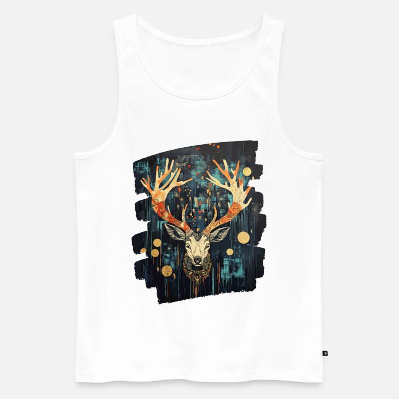 Hirsch mit Geweih - Männer Premium Bio Tank Top - Weiß