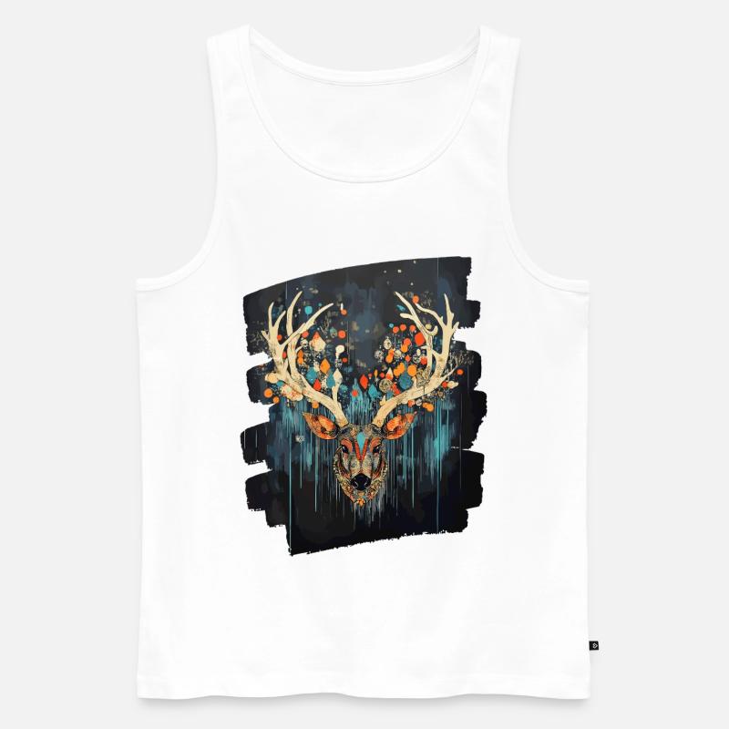 Hirsch mit Geweih - Männer Premium Bio Tank Top - Weiß