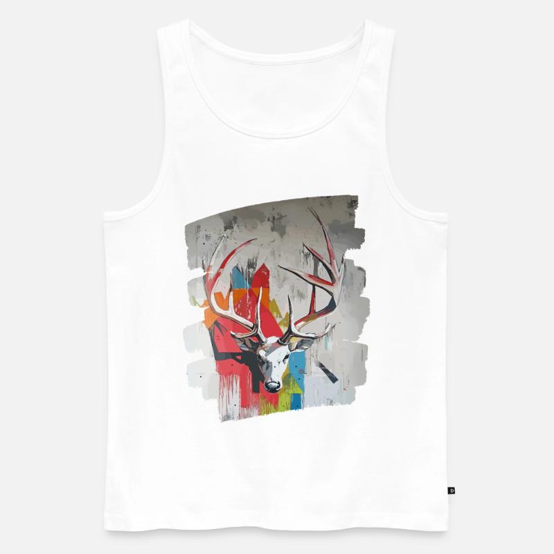 Hirsch mit Geweih - Männer Premium Bio Tank Top - Weiß