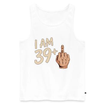 Funny 39 Plus Middle Finger Design - Men's Premium Organic Tank Top - white - Front - Michal (187cm)