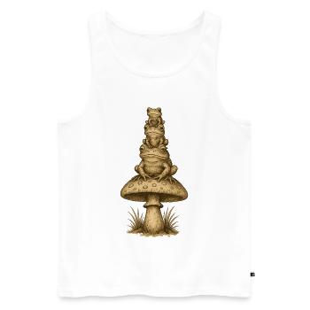 Frosch-Totem auf Pilzstapel - Männer Premium Bio Tank Top - Weiß - Vorne - AI Model Male 178 light (178cm)