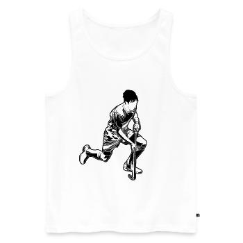 Feldhockeyspieler - Männer Premium Bio Tank Top - Weiß - Vorne - Michal (187cm)