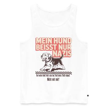 Mein Labrador beisst nur Nazis - Männer Premium Bio Tank Top - Weiß - Vorne - Michal (187cm)