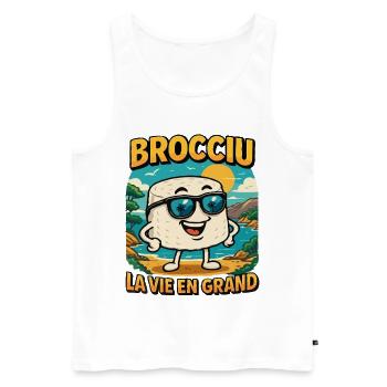 Brocciu La vie en grand - Débardeur bio Premium Homme - blanc - Devant - Michal (187cm)