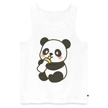 Panda-Schnuffelzeit - Männer Premium Bio Tank Top - Weiß - Vorne - Michal (187cm)