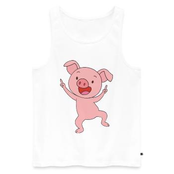 Porcelet porte-bonheur rose - Débardeur bio Premium Homme - blanc - Devant - Michal (187cm)