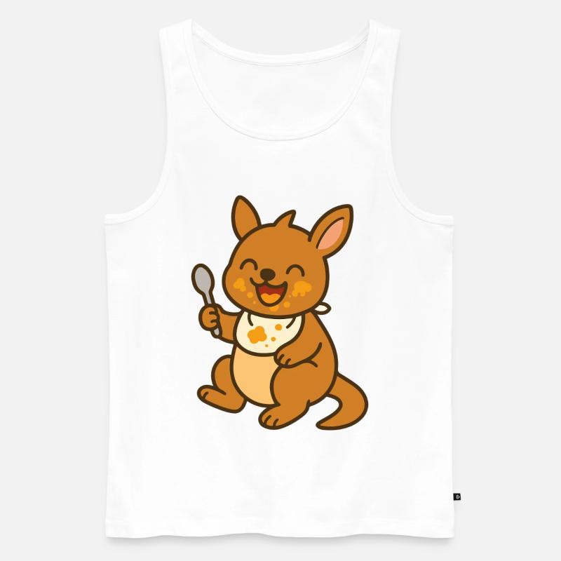 Futtern mit dem Kängurubaby - Männer Premium Bio Tank Top - Weiß