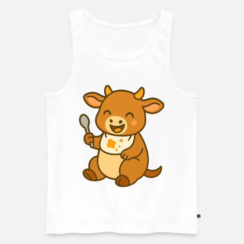 Kälbchen mit Lätzchen und Futterfreude - Männer Premium Bio Tank Top - Weiß
