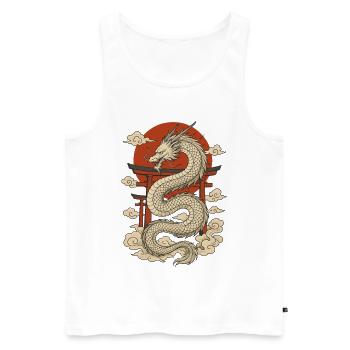 Japanese Dragon with Torii and Red Sun - Men's Premium Organic Tank Top - white - Front - AI Model Male 178 light (178cm)
