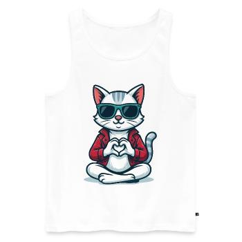 Heartbeat Kitty - Men's Premium Organic Tank Top - white - Front - AI Model Male 178 light (178cm)