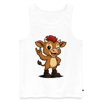 Punk Rock Calf - Männer Premium Bio Tank Top - Weiß - Vorne - Michal (187cm)