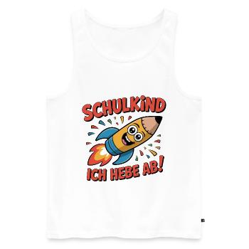 Einschulung Schulkind Raketenstift – Ich hebe ab! - Männer Premium Bio Tank Top - Weiß - Vorne - Michal (187cm)