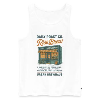 Rise & Brew Design de café urbain - Débardeur bio Premium Homme - blanc - Devant - Michal (187cm)