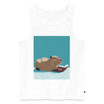 Capybara Reading – Funny Booktok Design  - Männer Premium Bio Tank Top - Weiß - Vorne - Michal (187cm)