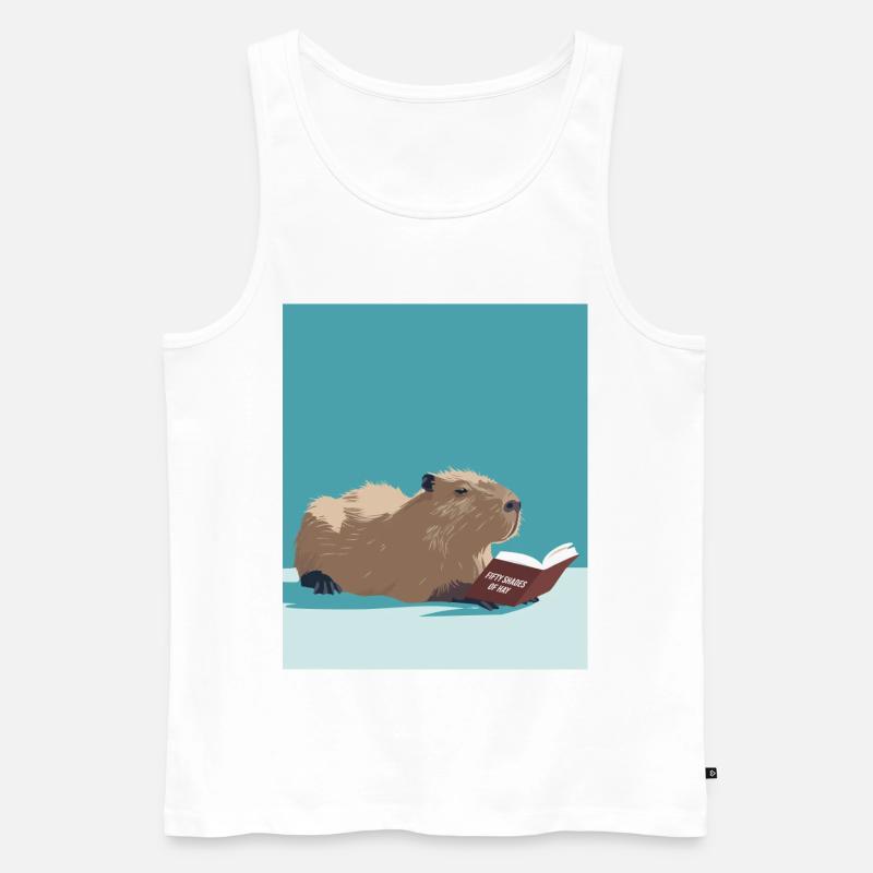 Capybara Reading – Funny Booktok Design - Männer Premium Bio Tank Top - Weiß