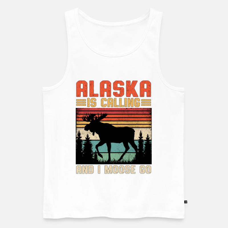 Alaska Ruft: Elch auf Wanderschaft - Männer Premium Bio Tank Top - Weiß