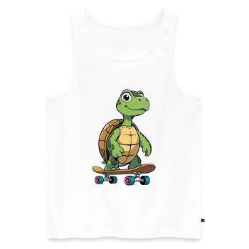 Planche à roulettes Cheeky Turtle - Débardeur bio Premium Homme - blanc - Devant - Michal (187cm)