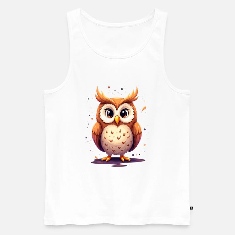 Niedliche Eule mit großen Augen - Männer Premium Bio Tank Top - Weiß