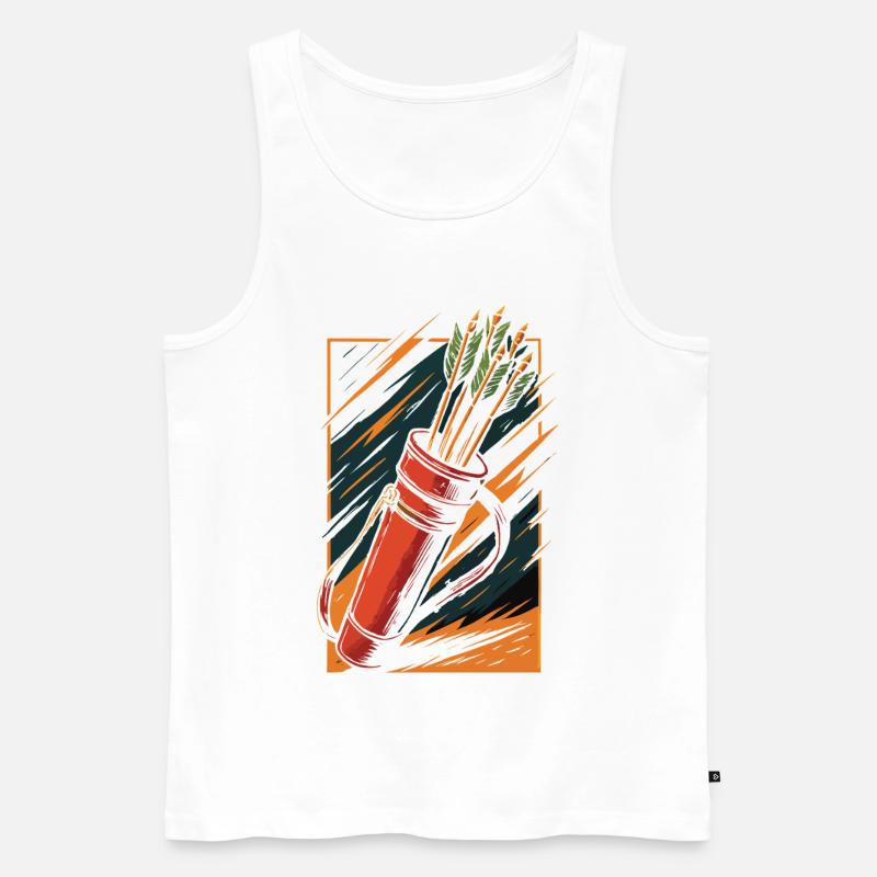 Bogenschießen Bogen Köcher Pfeile Design - Männer Premium Bio Tank Top - Weiß
