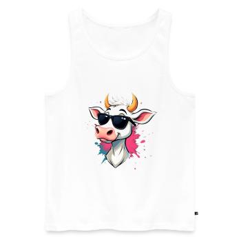 Chillen mit Sonnenbrille Kuh - Männer Premium Bio Tank Top - Weiß - Vorne - Michal (187cm)
