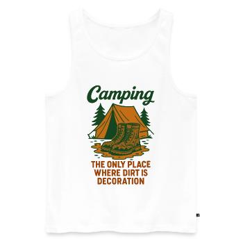 Le camping est le seul endroit où la saleté est une décoration - Débardeur bio Premium Homme - blanc - Devant - Michal (187cm)