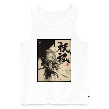 Samurai Katze, Japanischer Krieger & Kämpfer - Männer Premium Bio Tank Top - Weiß - Vorne - AI Model Male 178 light (178cm)