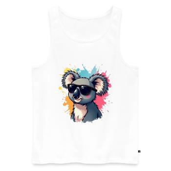 Cool Koala mit Sonnenbrille und Farbexplosion - Männer Premium Bio Tank Top - Weiß - Vorne - AI Model Male 178 light (178cm)