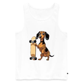 Dachshund with skateboard design - Men's Premium Organic Tank Top - white - Front - AI Model Male 178 light (178cm)