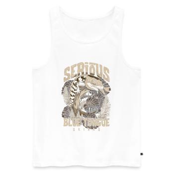 Gardien de reptiles sérieux au sujet des scinques à langue bleue - Débardeur bio Premium Homme - blanc - Devant - Michal (187cm)
