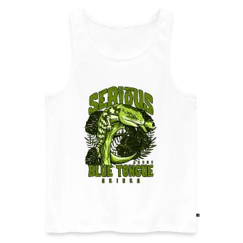 Gardien de reptiles sérieux au sujet des scinques à langue bleue - Débardeur bio Premium Homme - blanc - Devant - Michal (187cm)