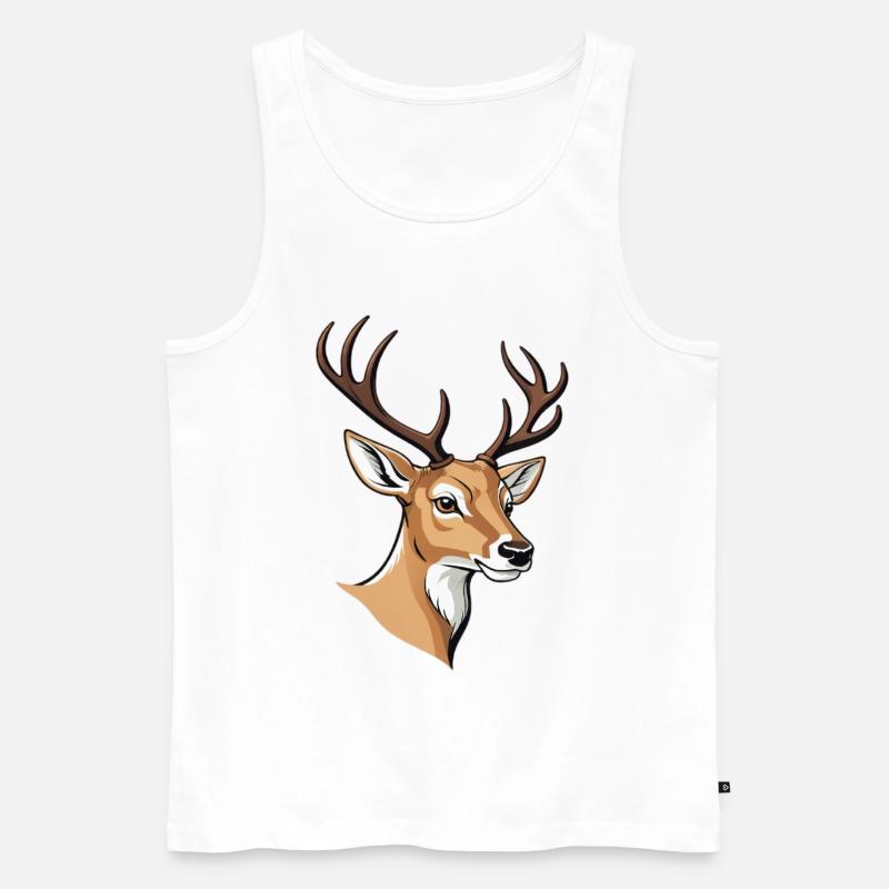 Eleganter Hirschkopf mit Geweih - Männer Premium Bio Tank Top - Weiß