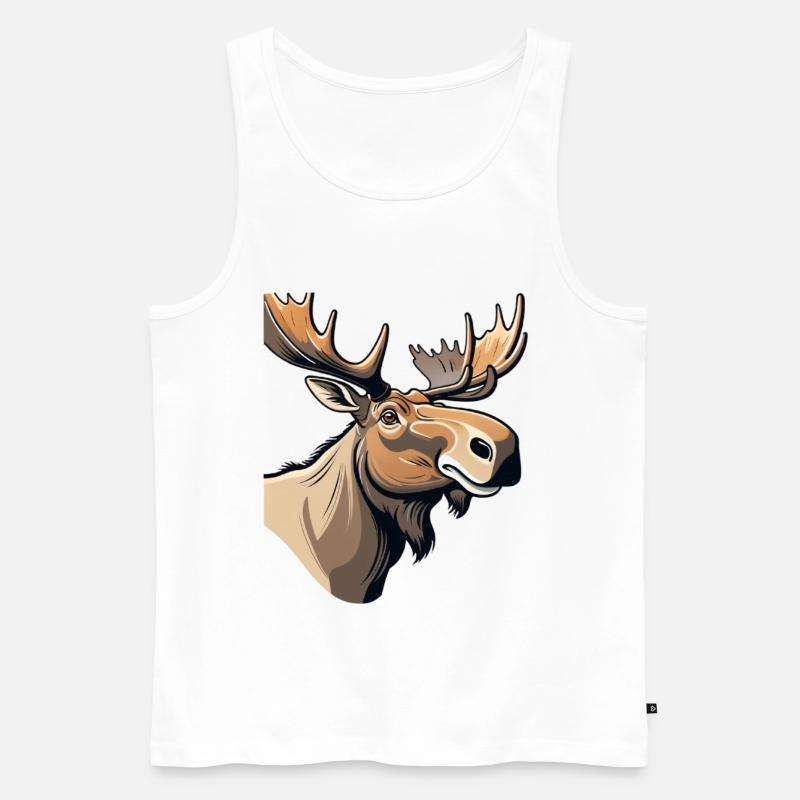 Ausdrucksstarker Elch mit charakteristischem Blick - Männer Premium Bio Tank Top - Weiß