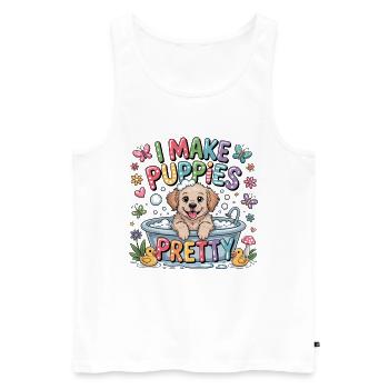 Toiletteur pour chiens Je rends les chiots beaux Je fais - Débardeur bio Premium Homme - blanc - Devant - Michal (187cm)