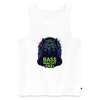Rave Techno Party Design Bass makes you free raccoon - Men's Premium Organic Tank Top - white - Front - AI Model Male 178 light (178cm)